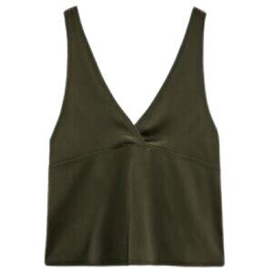 NWOT ZARA Dark green satin cross over v-neck loose fit satin camisole top